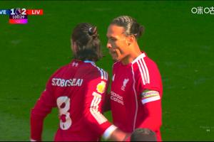 范戴克第100分钟头球绝杀！利物浦2-1再度领先埃弗顿