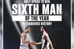 凯尔登荣获年度最佳第六人 马刺队史继吉诺比利后首人