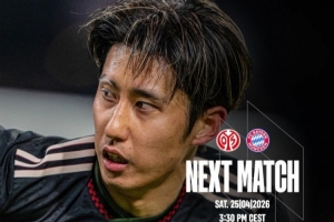 拜仁晒客战美因茨海报，后卫伊藤洋辉单人出镜