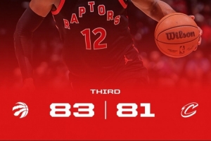 手抖了？猛龙官推半场海报出现83-81离谱比分乌龙 目前已删除