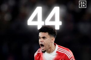 7000万太值了！迪亚斯对巴黎攻入关键球，赛季进球+助攻参与44球