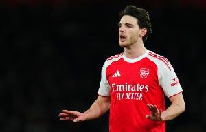 赖斯单场欧冠半决赛83次成功传球，有统计以来英格兰中场第二高